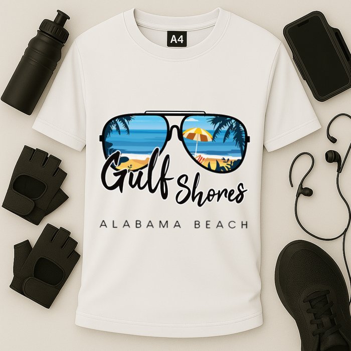 Gulf Shores Alabama Palm Tree Sunglasses Souvenir Cooling Performance Crew T-Shirt