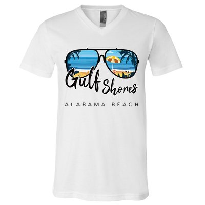 Gulf Shores Alabama Palm Tree Sunglasses Souvenir V-Neck T-Shirt