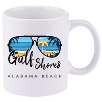 Gulf Shores Alabama Palm Tree Sunglasses Souvenir 11oz C Handle Ceramic Mug