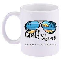 Gulf Shores Alabama Palm Tree Sunglasses Souvenir 11oz C Handle Ceramic Mug