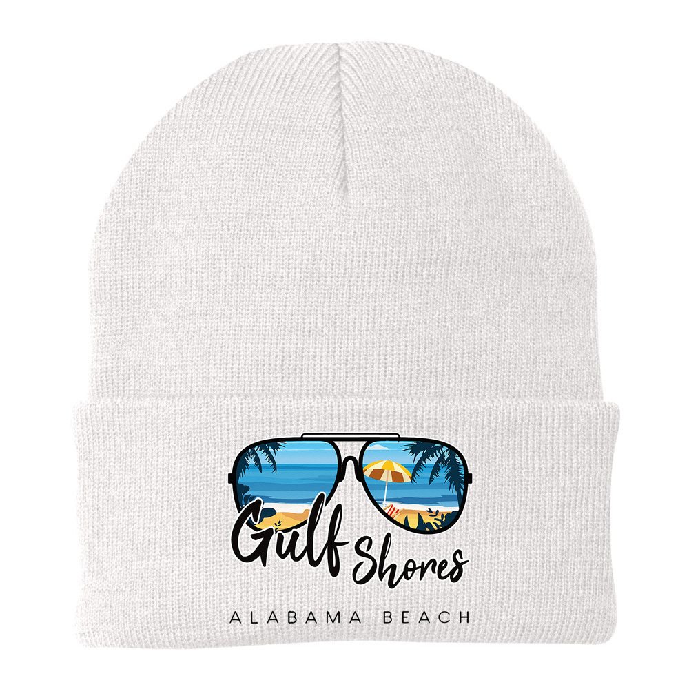 Gulf Shores Alabama Palm Tree Sunglasses Souvenir Beanie