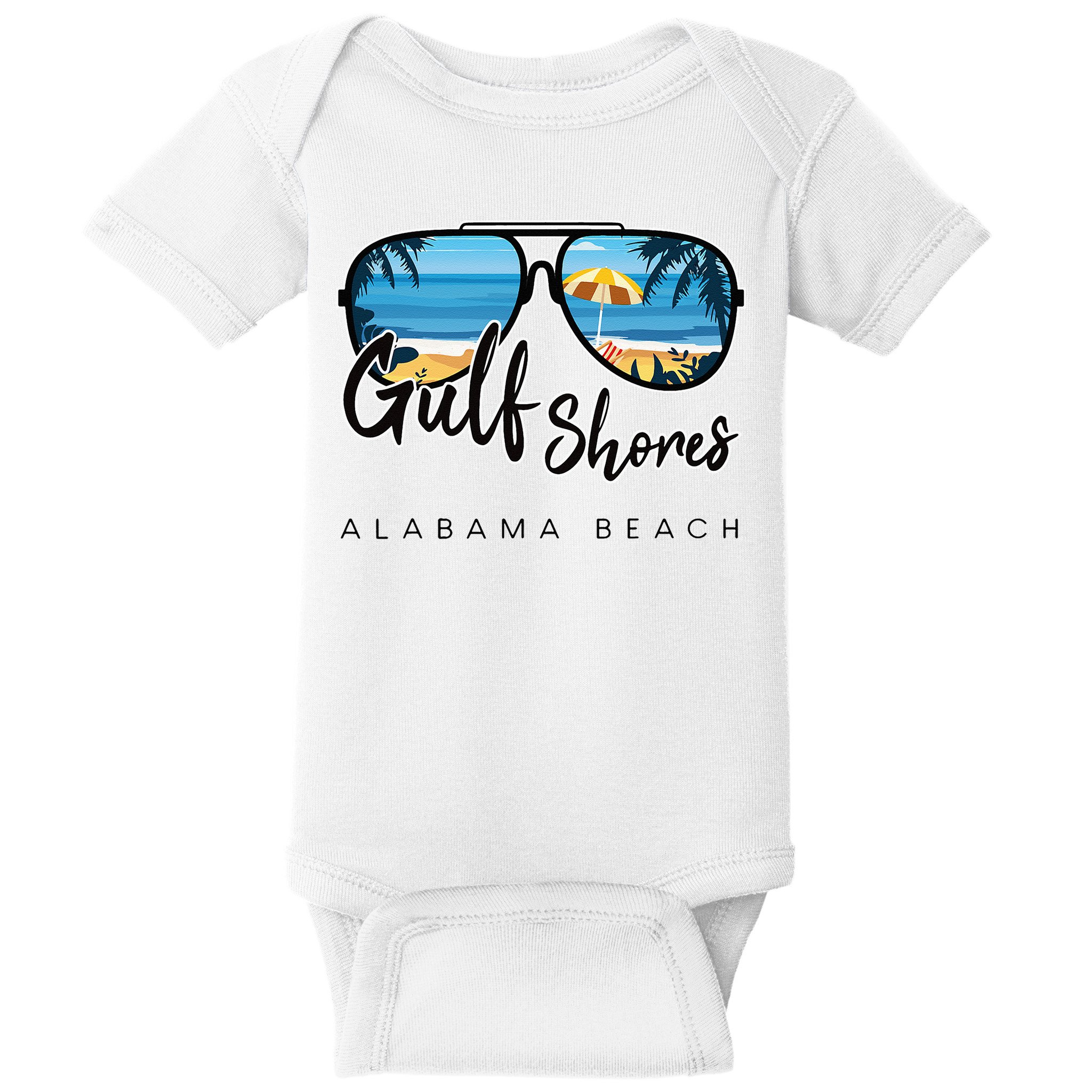 Gulf Shores Alabama Palm Tree Sunglasses Souvenir Baby Bodysuit