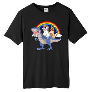 German Shepherd And Unicorn Riding Dinosaur Tall Fusion ChromaSoft Performance T-Shirt