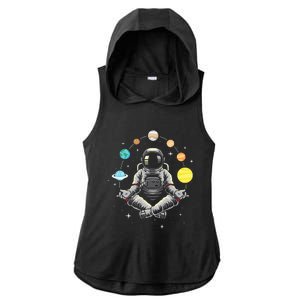 Galaxy Spaceman Astronomer Cosmos Meditating Astronaut Ladies PosiCharge Tri-Blend Wicking Draft Hoodie Tank