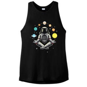 Galaxy Spaceman Astronomer Cosmos Meditating Astronaut Ladies PosiCharge Tri-Blend Wicking Tank