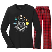 Galaxy Spaceman Astronomer Cosmos Meditating Astronaut Women's Long Sleeve Flannel Pajama Set 