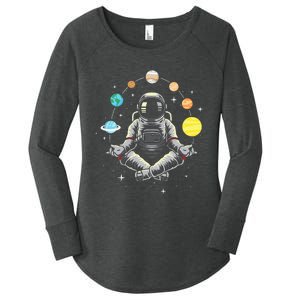 Galaxy Spaceman Astronomer Cosmos Meditating Astronaut Women's Perfect Tri Tunic Long Sleeve Shirt