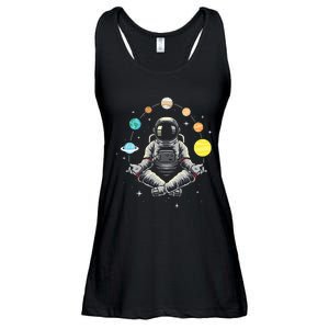 Galaxy Spaceman Astronomer Cosmos Meditating Astronaut Ladies Essential Flowy Tank