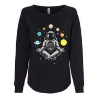 Galaxy Spaceman Astronomer Cosmos Meditating Astronaut Womens California Wash Sweatshirt