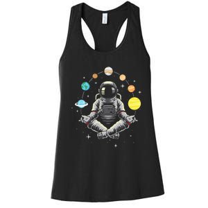 Galaxy Spaceman Astronomer Cosmos Meditating Astronaut Women's Racerback Tank