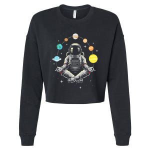 Galaxy Spaceman Astronomer Cosmos Meditating Astronaut Cropped Pullover Crew