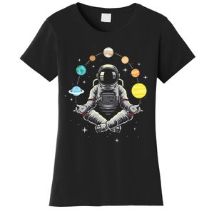 Galaxy Spaceman Astronomer Cosmos Meditating Astronaut Women's T-Shirt