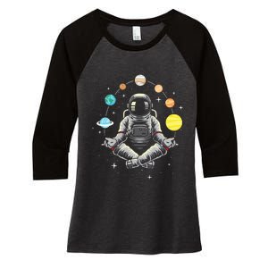 Galaxy Spaceman Astronomer Cosmos Meditating Astronaut Women's Tri-Blend 3/4-Sleeve Raglan Shirt