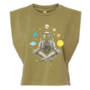 Galaxy Spaceman Astronomer Cosmos Meditating Astronaut Garment-Dyed Women's Muscle Tee