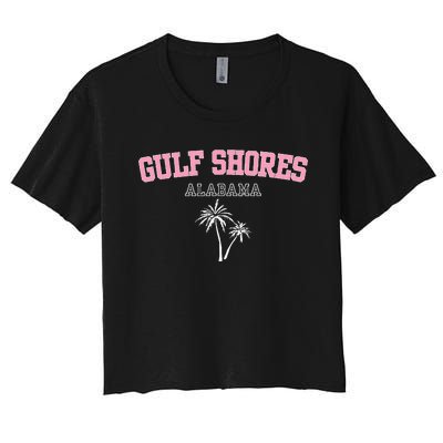 Gulf Shores Alabama Souvenir Palm Trees Holiday Design Women's Crop Top Tee