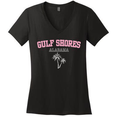 Gulf Shores Alabama Souvenir Palm Trees Holiday Design Women's V-Neck T-Shirt