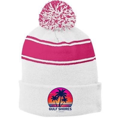 Gulf Shores Alabama Stripe Pom Pom Beanie