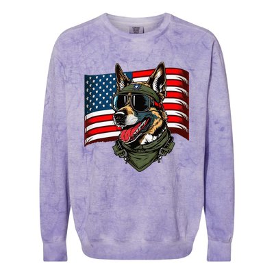 German Shepherd American Dog Soldier 4th Of July Colorblast Crewneck Sweatshirt