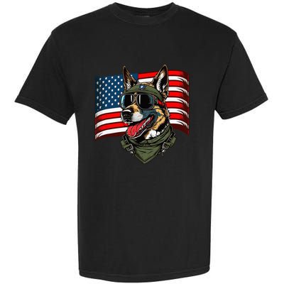 German Shepherd American Dog Soldier 4th Of July Garment-Dyed Heavyweight T-Shirt