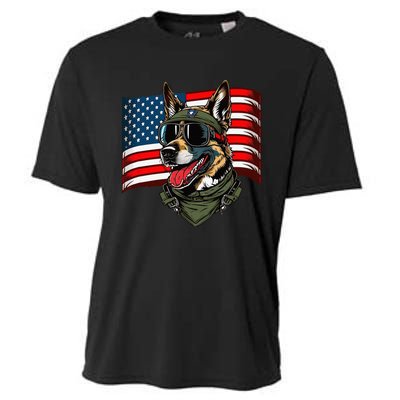 German Shepherd American Dog Soldier 4th Of July Cooling Performance Crew T-Shirt