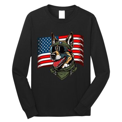 German Shepherd American Dog Soldier 4th Of July Long Sleeve Shirt