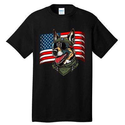 German Shepherd American Dog Soldier 4th Of July Tall T-Shirt