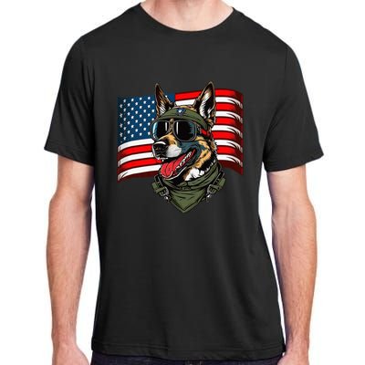 German Shepherd American Dog Soldier 4th Of July Adult ChromaSoft Performance T-Shirt