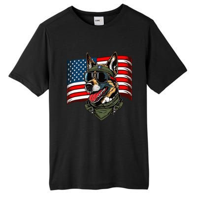 German Shepherd American Dog Soldier 4th Of July Tall Fusion ChromaSoft Performance T-Shirt