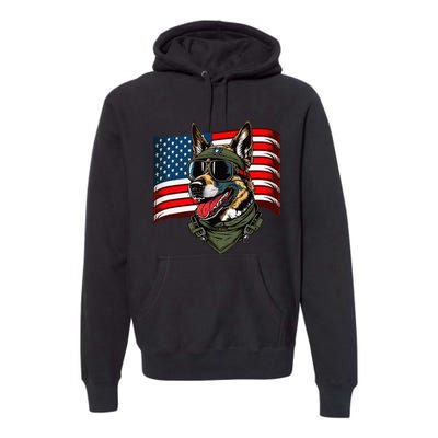 German Shepherd American Dog Soldier 4th Of July Premium Hoodie