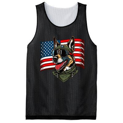 German Shepherd American Dog Soldier 4th Of July Mesh Reversible Basketball Jersey Tank