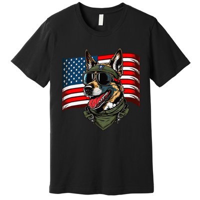 German Shepherd American Dog Soldier 4th Of July Premium T-Shirt