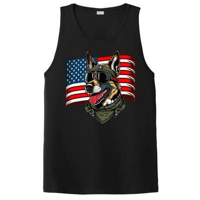 German Shepherd American Dog Soldier 4th Of July PosiCharge Competitor Tank