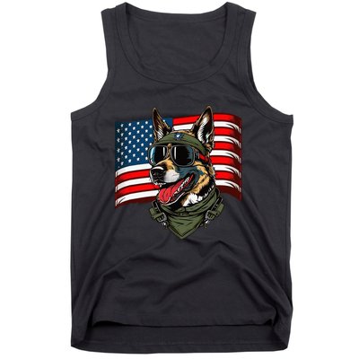 German Shepherd American Dog Soldier 4th Of July Tank Top