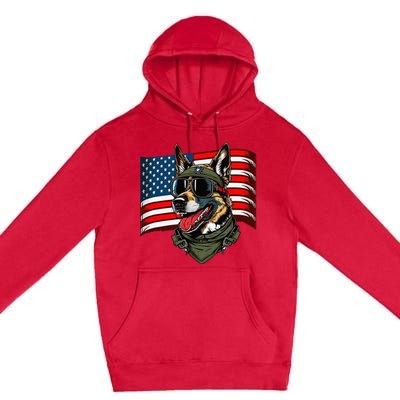 German Shepherd American Dog Soldier 4th Of July Premium Pullover Hoodie