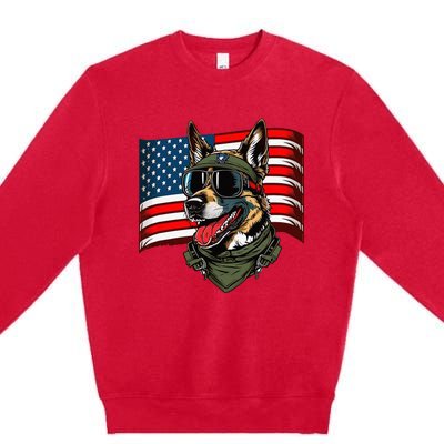 German Shepherd American Dog Soldier 4th Of July Premium Crewneck Sweatshirt