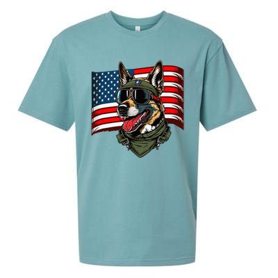 German Shepherd American Dog Soldier 4th Of July Sueded Cloud Jersey T-Shirt