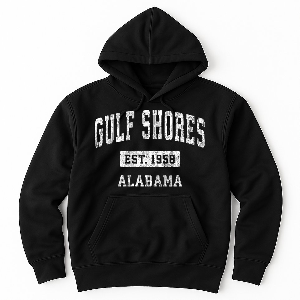 Gulf Shores Alabama Al Vintage Established Sports Design Hoodie