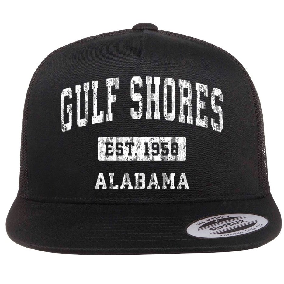 Gulf Shores Alabama Al Vintage Established Sports Design Flat Bill Trucker Hat