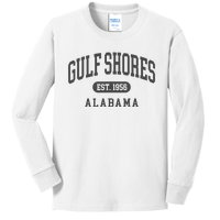 Gulf Shores Alabama Retro Throwback Letter Vacation Souvenir Kids Long Sleeve Shirt