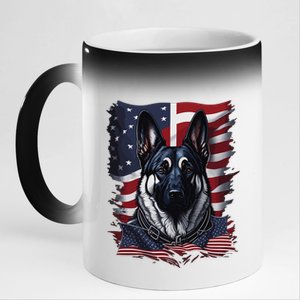 German Shepherd American Flag Usa Patriotic Dog Gift 11oz Black Color Changing Mug