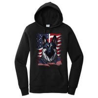 German Shepherd American Flag Usa Patriotic Dog Gift Women's Pullover Hoodie