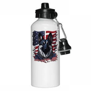 German Shepherd American Flag Usa Patriotic Dog Gift Aluminum Water Bottle