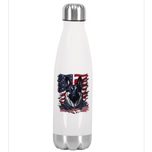 German Shepherd American Flag Usa Patriotic Dog Gift Stainless Steel Insulated Water Bottle