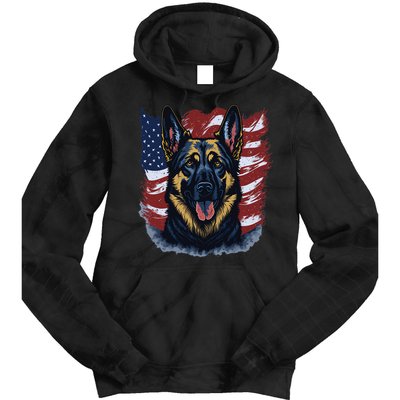 German Shepherd American Flag Usa Patriotic Dog Gift Tie Dye Hoodie