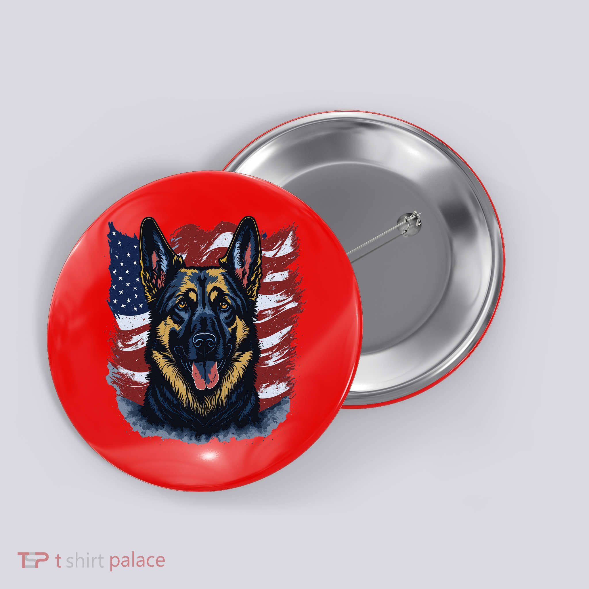 German Shepherd American Flag Usa Patriotic Dog Gift Button