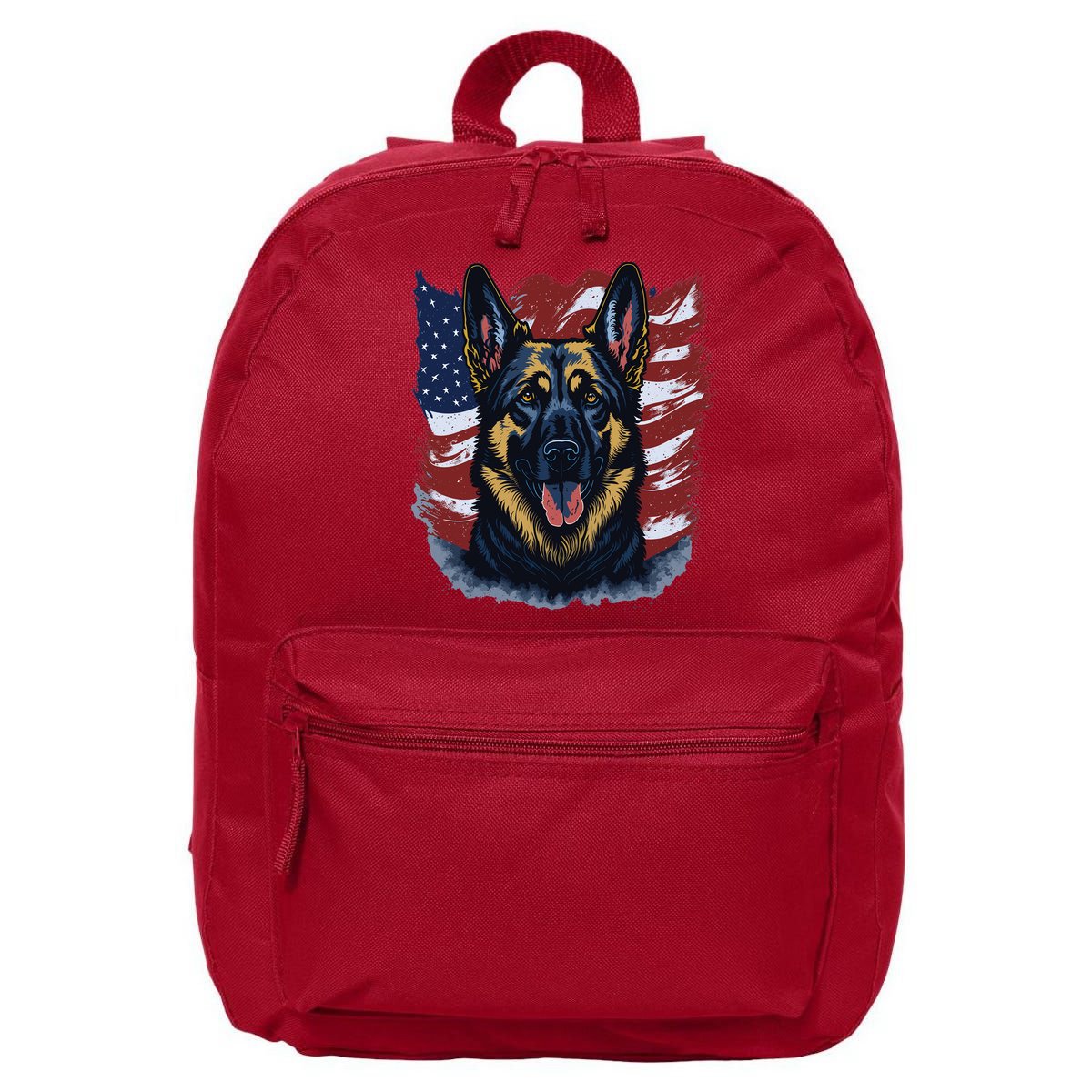 German Shepherd American Flag Usa Patriotic Dog Gift 16 in Basic Backpack