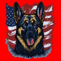 German Shepherd American Flag Usa Patriotic Dog Gift 16 in Basic Backpack