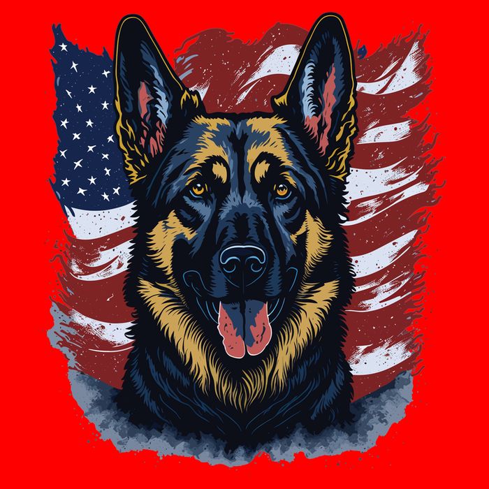 German Shepherd American Flag Usa Patriotic Dog Gift 16 in Basic Backpack