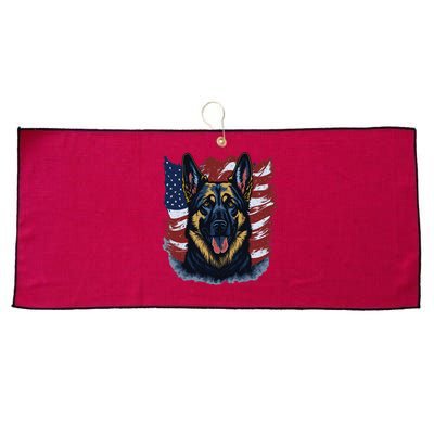 German Shepherd American Flag Usa Patriotic Dog Gift Large Microfiber Waffle Golf Towel