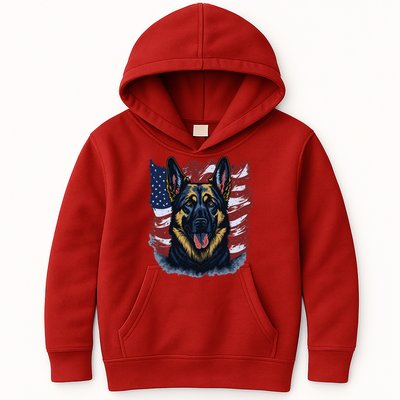 German Shepherd American Flag Usa Patriotic Dog Gift Kids Hoodie